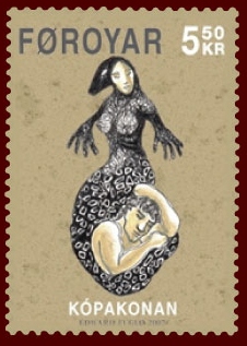 Faroese stamp depicting a selkie.